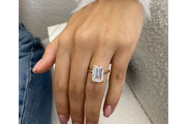 emerald cut moissanite ring